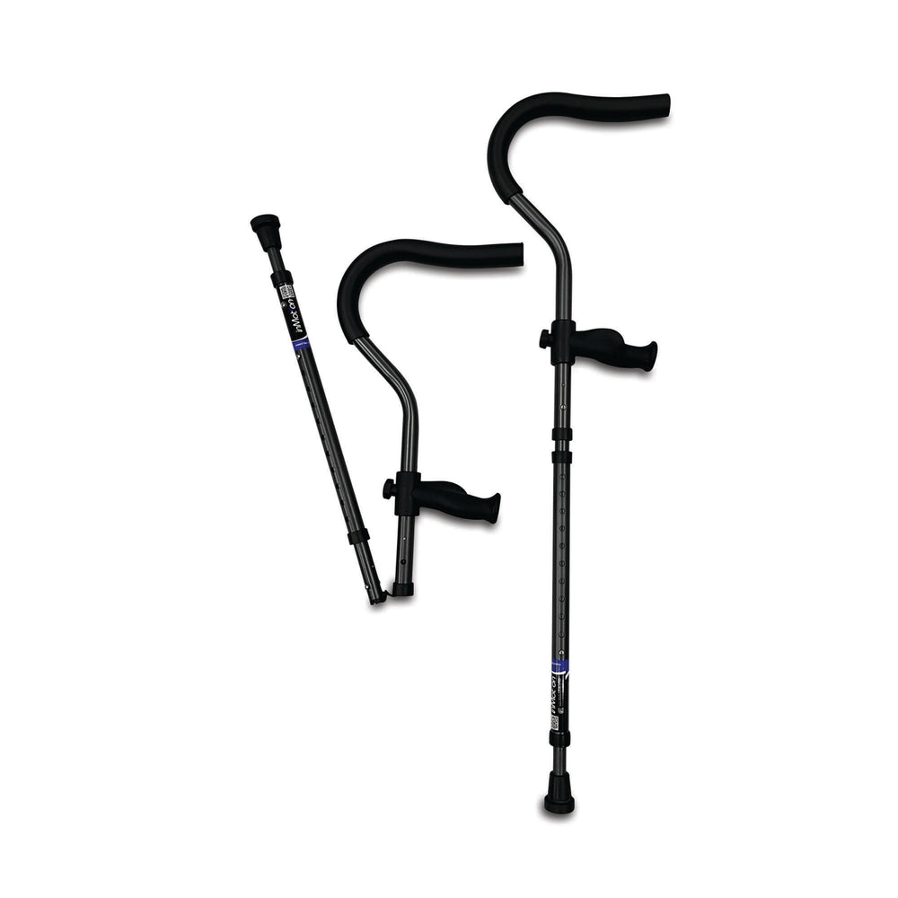 Adjustable walking canes on white background.
