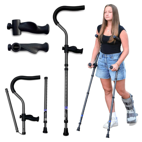 In-Motion Pro Underarm Crutches — Rigid Post, Lightweight, Foldable