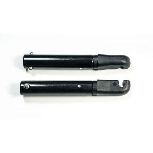 Black folding walking cane on white background.