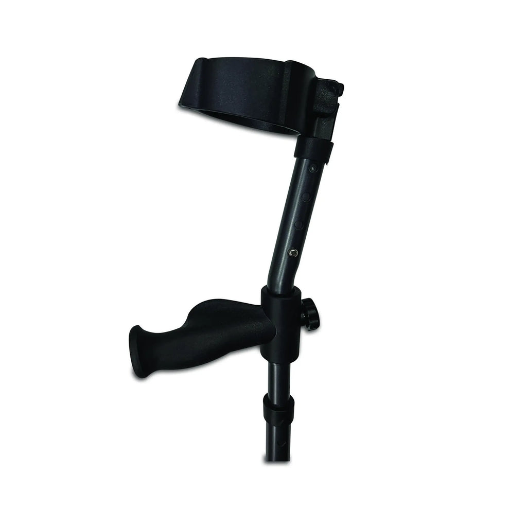Adjustable black crutch isolated on white background.