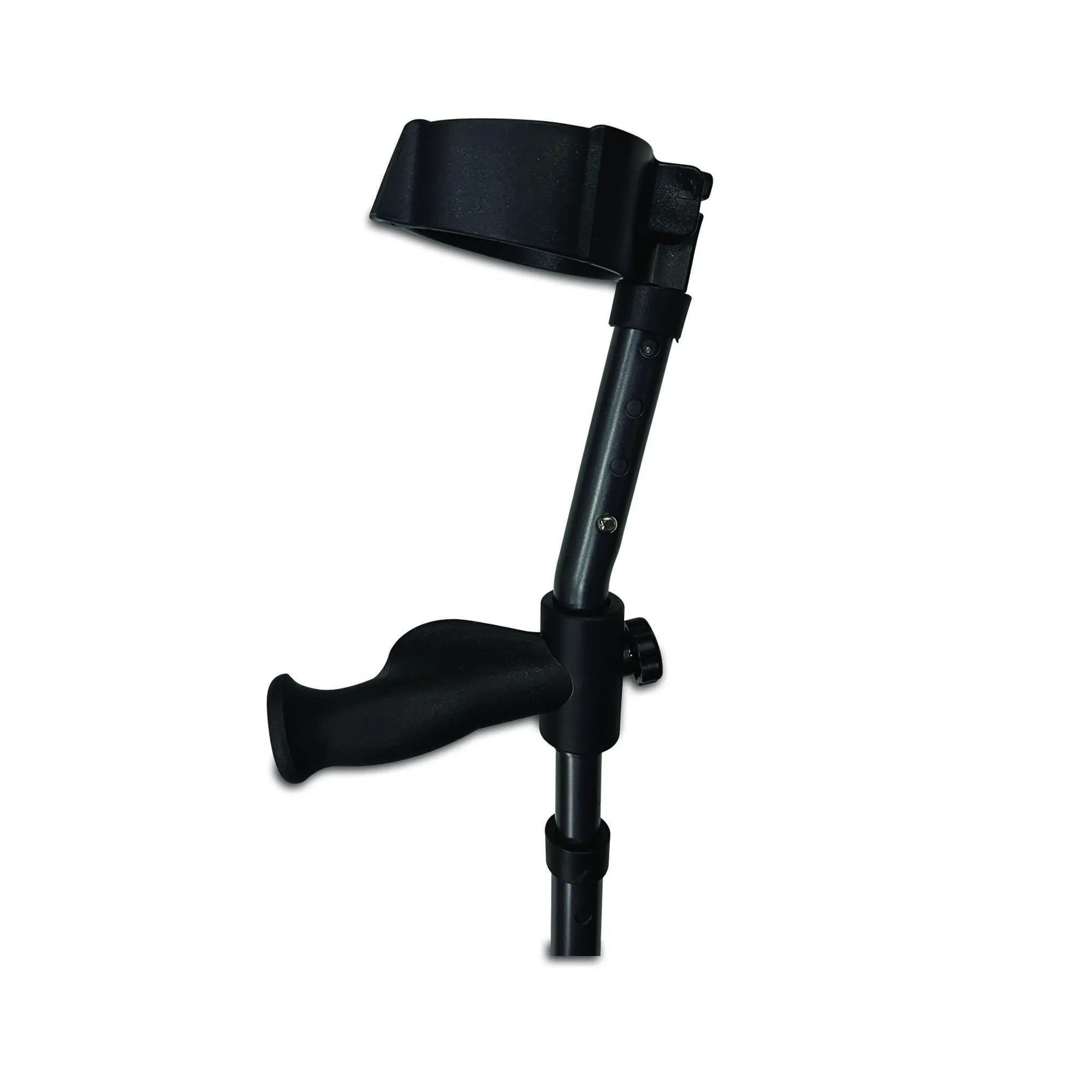 Adjustable black crutch isolated on white background.