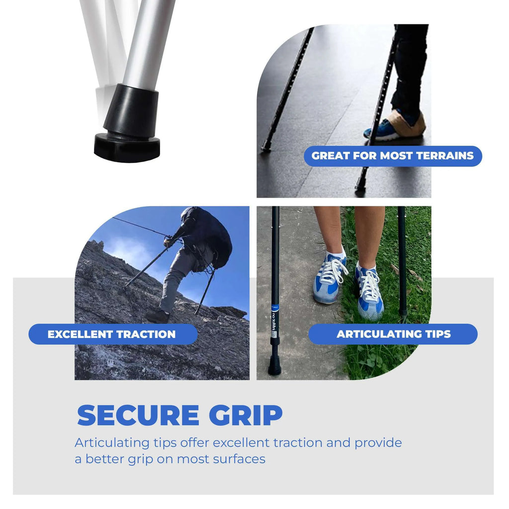 Canes with secure grip on various terrains.