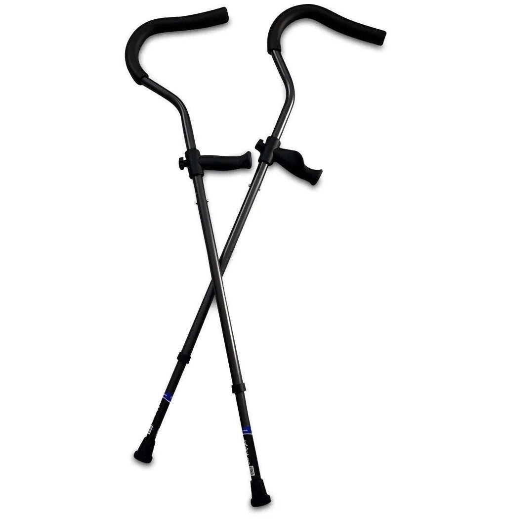 Pair of ergonomic forearm crutches.