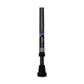 Black adjustable walking cane with QR code.