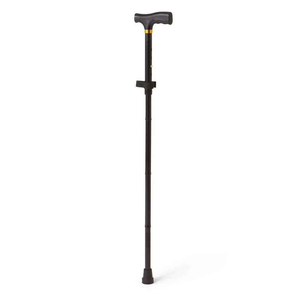 Black adjustable walking cane with T-handle
