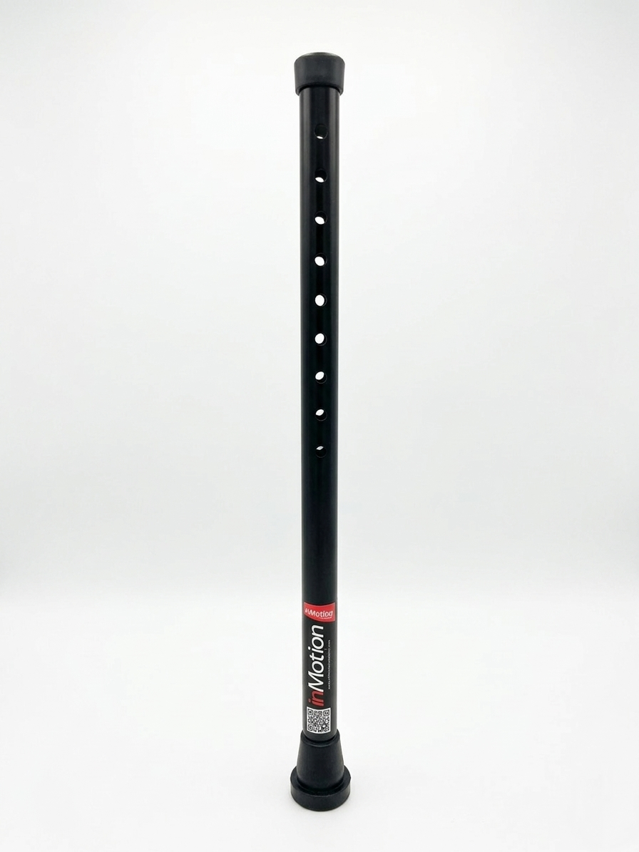 Black adjustable walking cane with holes