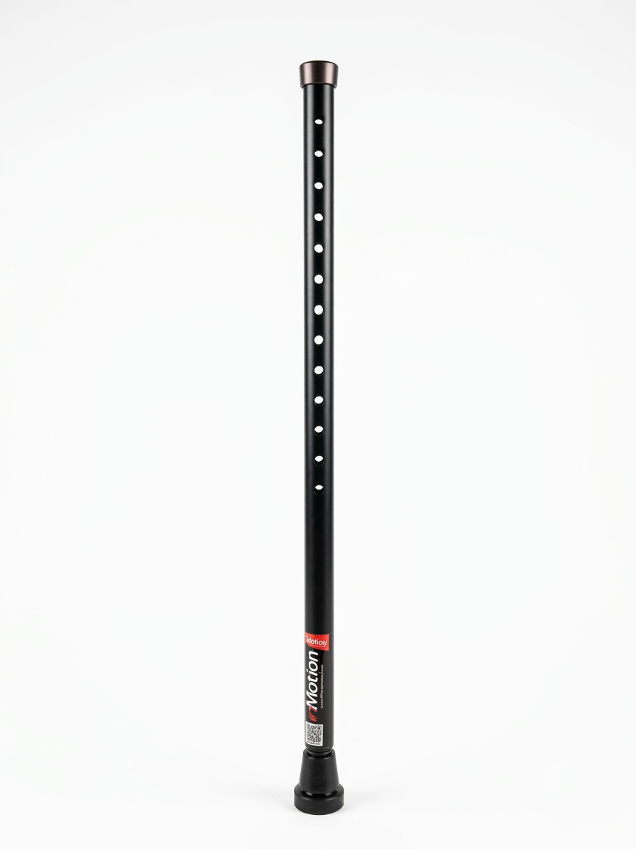 Black adjustable cane with rubber tip