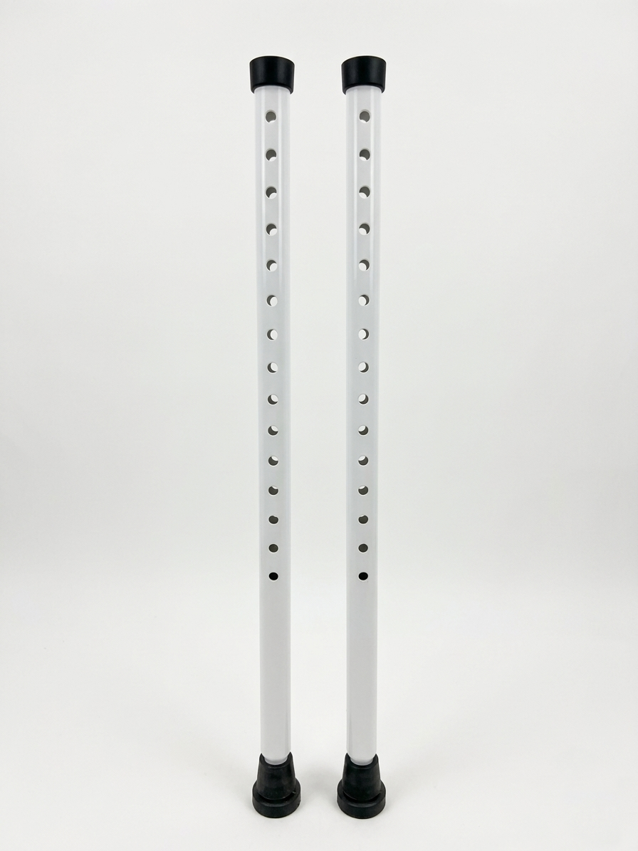 Two adjustable metal poles with holes