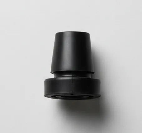 Black rubber crutch tip on white background