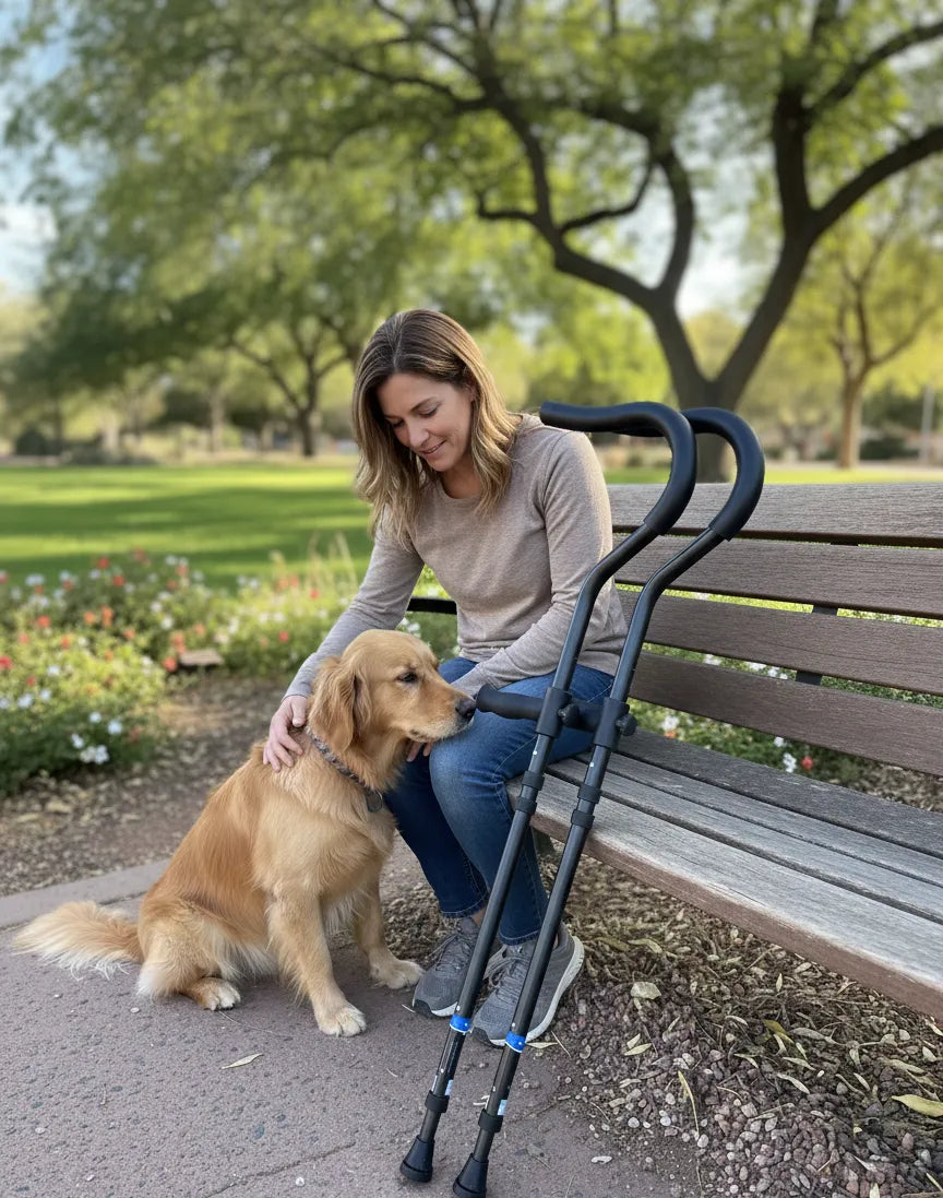In-Motion Pro Underarm Crutches — Spring-Assisted, Lightweight, Foldable