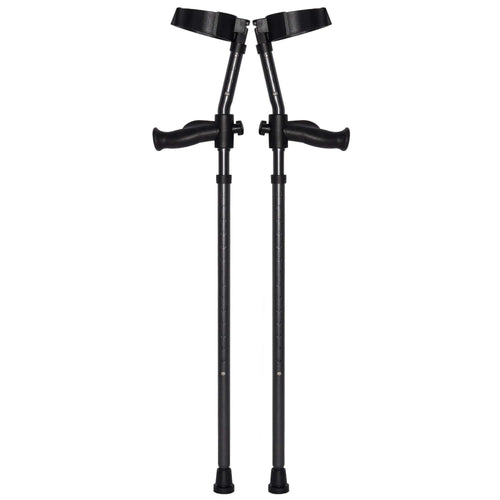 Pair of adjustable black forearm crutches