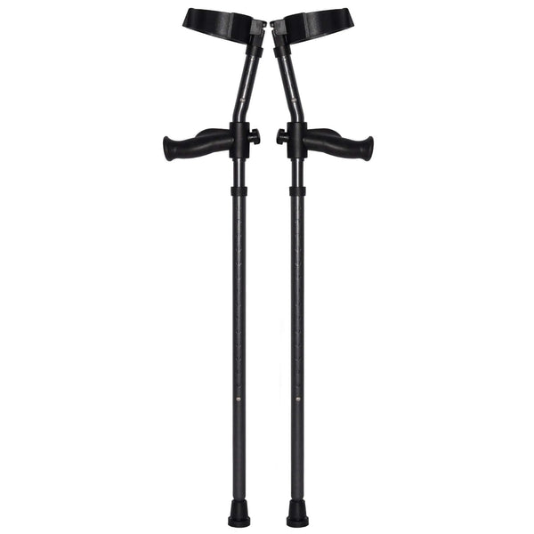 Pair of adjustable black forearm crutches